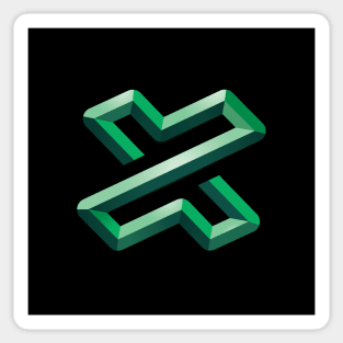 Letter X Embossed Green 3D Style Futuristic Design Sticker